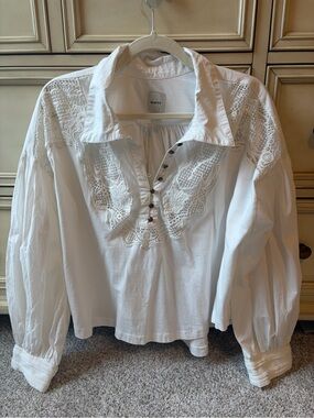 Maeve White Crochet-Trim Peasant Tunic